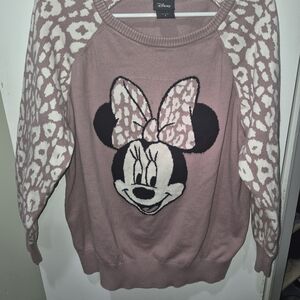Disney Minnie Mouse Pink Leopard-Print Sweater